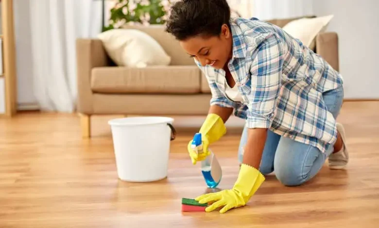 waterproof laminate flooring installed in modern kitchen interior
