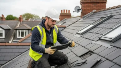 Roof Replacement project showing professional contractors installing a new residential roof