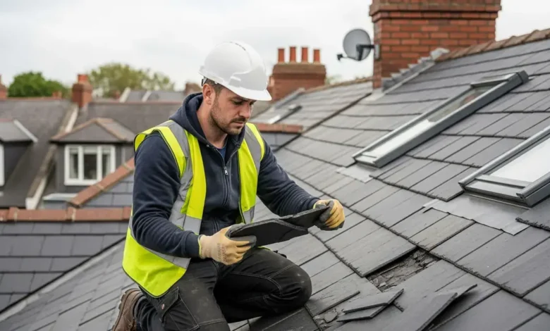 Roof Replacement project showing professional contractors installing a new residential roof