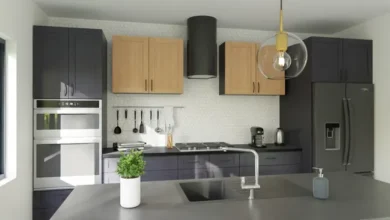 Invisible kitchen design with concealed appliances, handleless cabinetry, and a minimalist aesthetic blending seamlessly into open-plan living